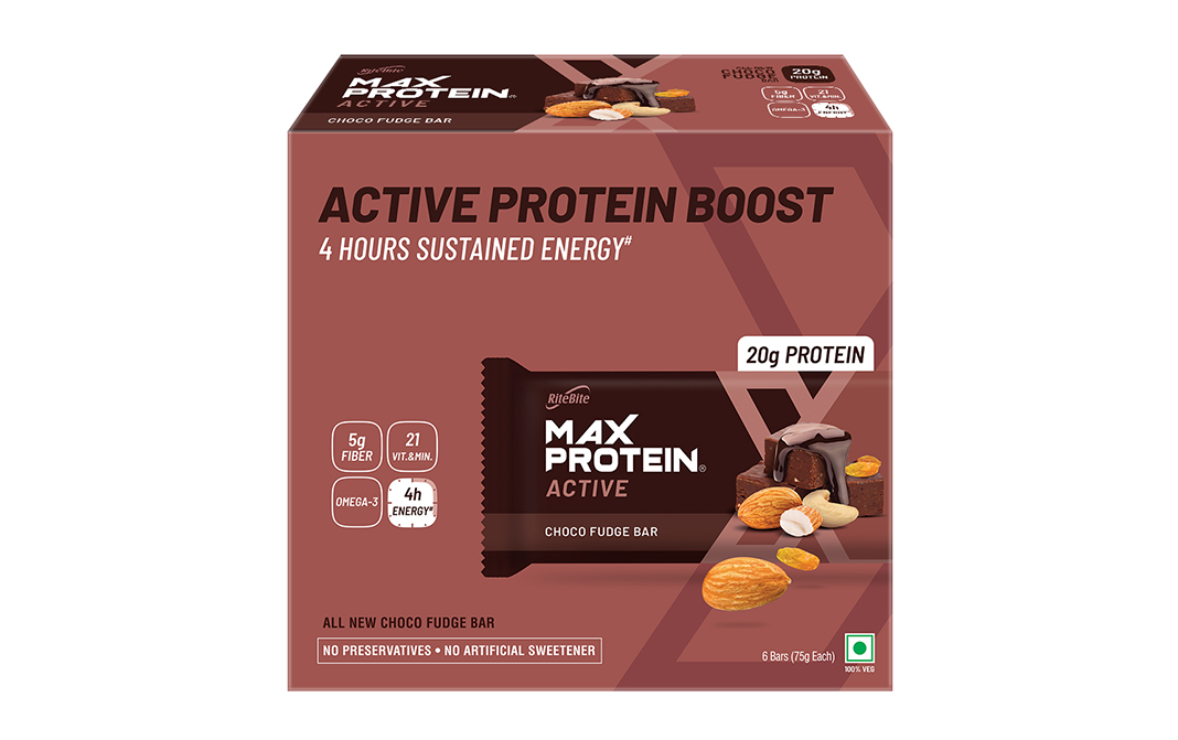 Ritebite Max Protein Active Choco Fudge Bar   Box  450 grams